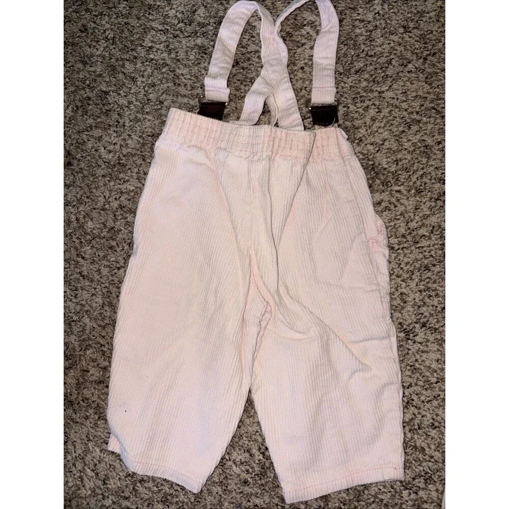 Vintage Pink Corduroy Overalls Romper 9-19m Adjustable Germany Unique Rare EUC